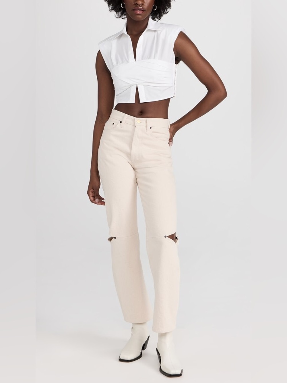Still Here 27 Cowgirl Jeans Bone Off-White Cream